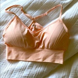 Light pink long line padded sports bra